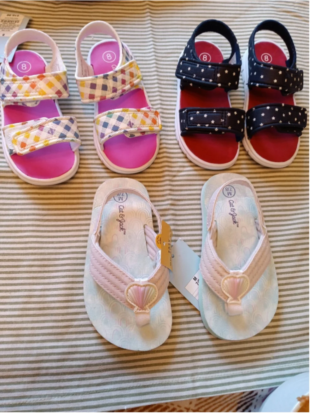 Girls Sandals & flip flops 3 pack New with tags 2 double strap flip flops